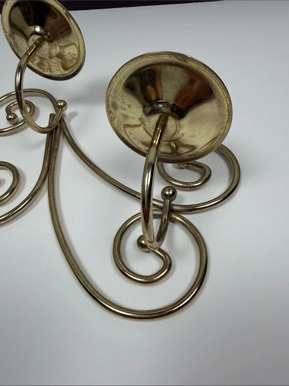 Vintage Gold Tone Wall Sconce Candle Holders Set of 2 Scroll Metal Taper Candle